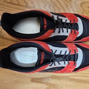 Diesel Red and Black Sneakers Athletic Style